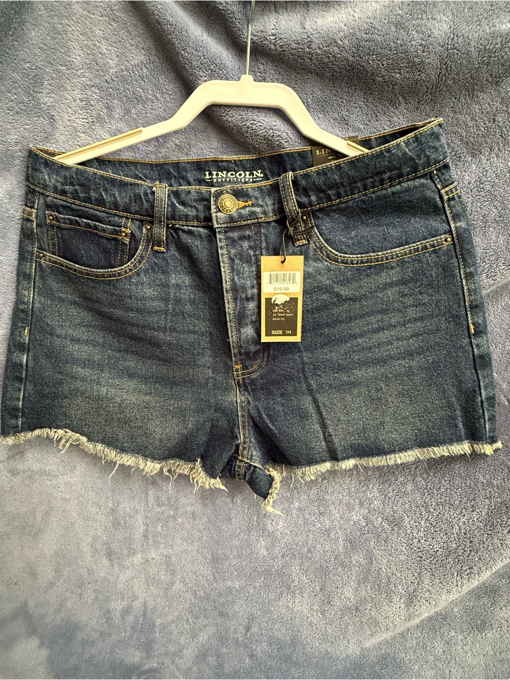 Women's Dark Blue Denim Frayed-Hem Shorts